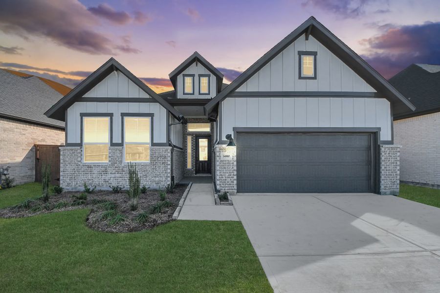 Representative exterior photo of a completed home built from the Summerton by Chesmar Homes in Meridiana 50's and 60's, Manvel, TX (Image 26).