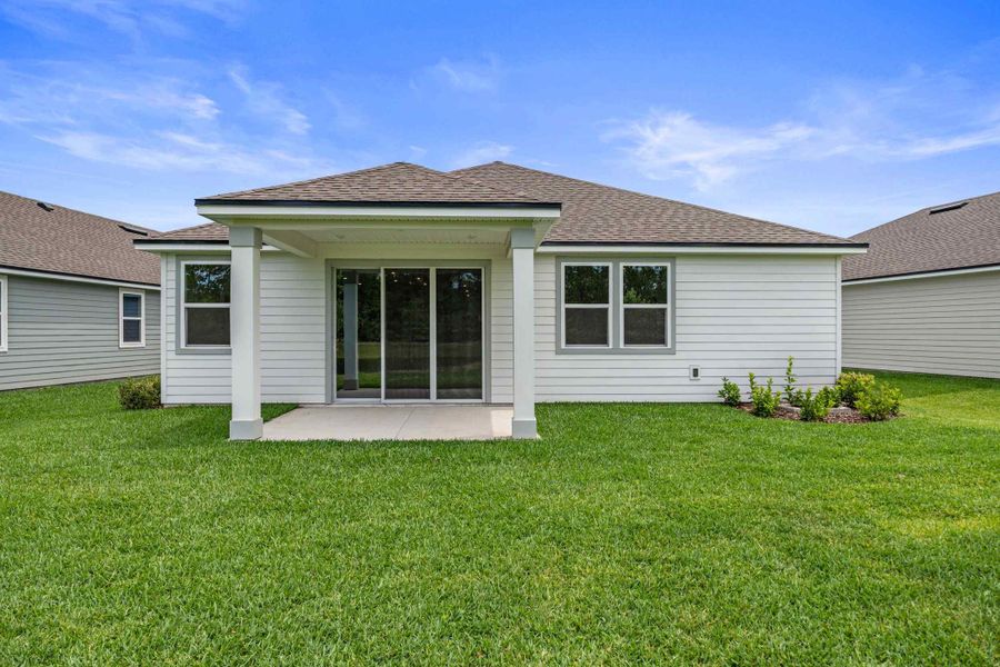 Charleston II Floorplan Lot 50 Backyard with Covered Patio at Seminole Palms in Palm Coast Charleston II Floorplan Lot 50 Backyard with Covered Patio at Seminole Palms in Palm Coast