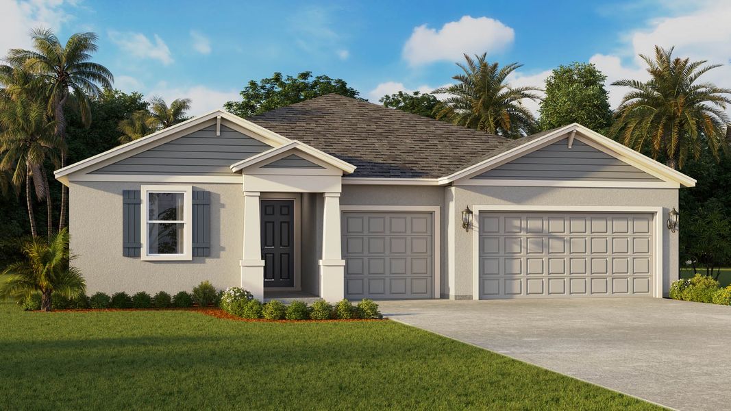 Representative exterior photo of a completed home built from the Camden by D.R. Horton in Sebastian Highlands, Sebastian, FL (Image 1).