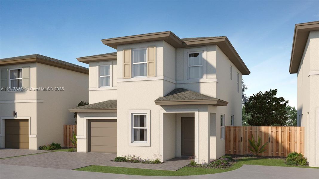 Front exterior of a new home in Coral Landings, Miami, FL, highlighting curb appeal (Image 1).