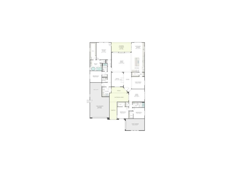 2D floor plan layout for the Mojave Plan 60-3 by Tri Pointe Homes in Abel Ranch, Goodyear, AZ (Image 4).