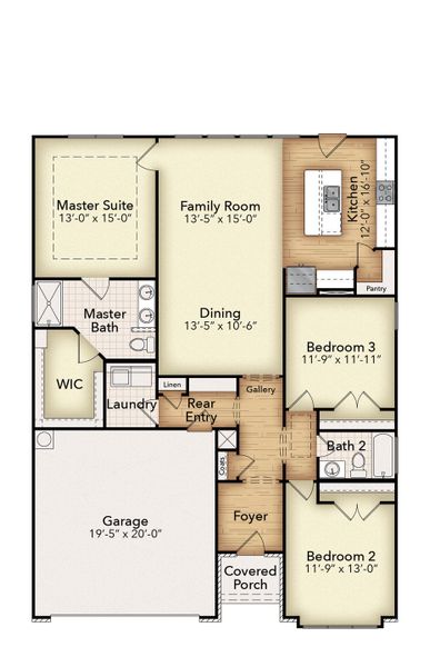 2D floor plan layout for the Devonshire by Parkside Builders in Givens Park, Chattanooga, TN (Image 3). 2D floor plan layout for the Devonshire by Parkside Builders in Givens Park, Chattanooga, TN (Image 3).