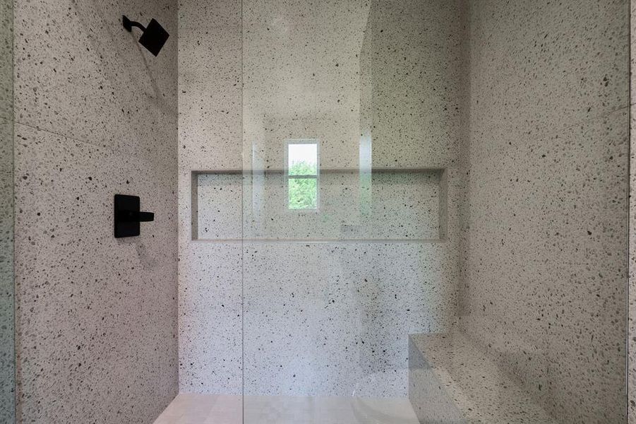 Large glass enclosed primary shower