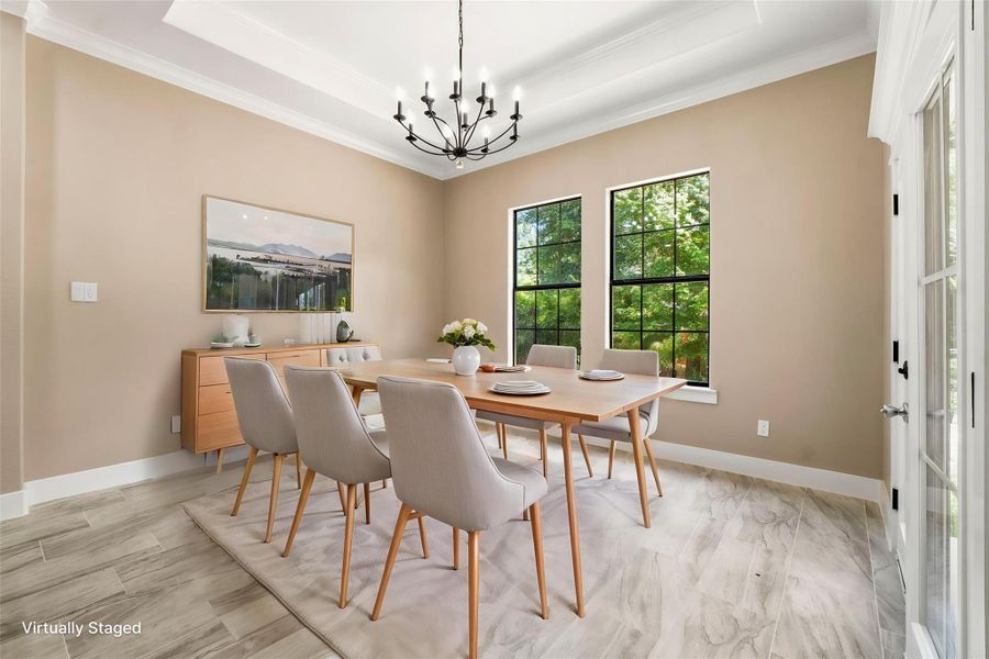 Dining room virtually staged. Dining room virtually staged.