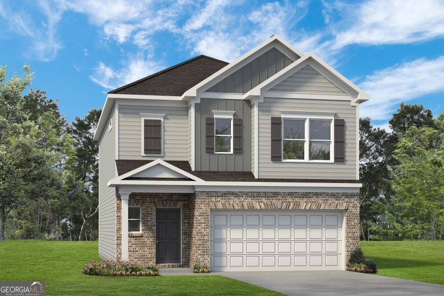 Front exterior of a new home in Trellis Park, Hampton, GA, highlighting curb appeal (Image 2).