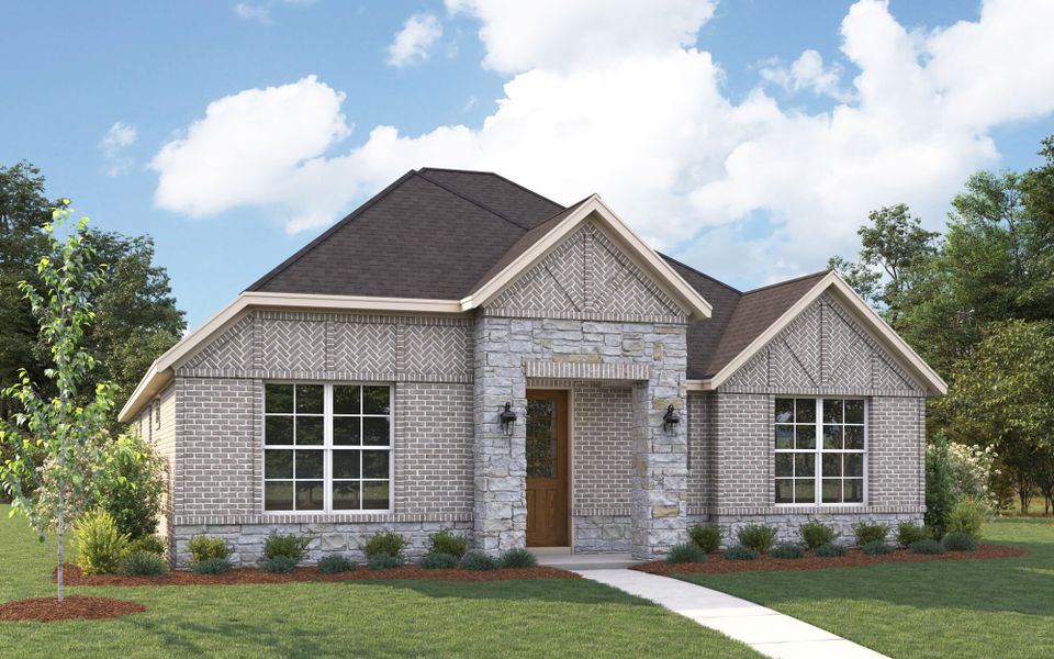 The Conroe - Tudor with Stone Elevation