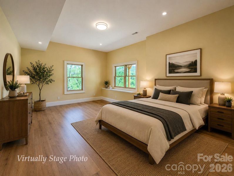Virtually Stage representation of fully finished downstairs bedroom