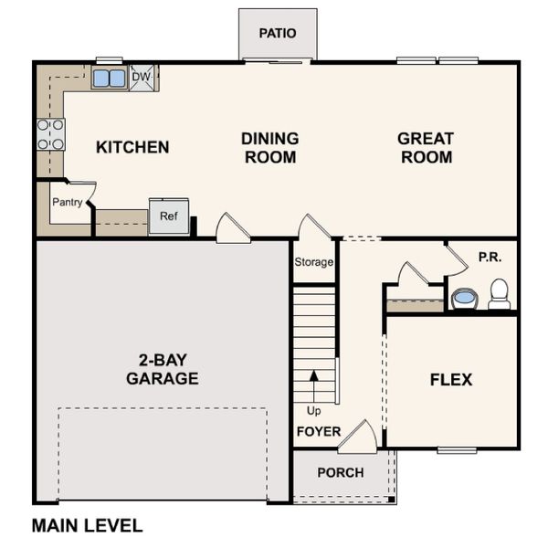 2D floor plan layout for the Essex by Century Complete in Ferguson Creek Village, Liberty, NC (Image 3).