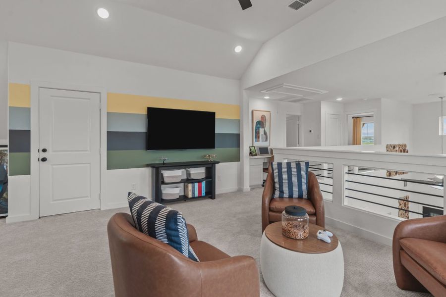 Representative furnished interior of a home built from the Sheri by Chesmar Homes in The Crossvine, Forney (Image 6).