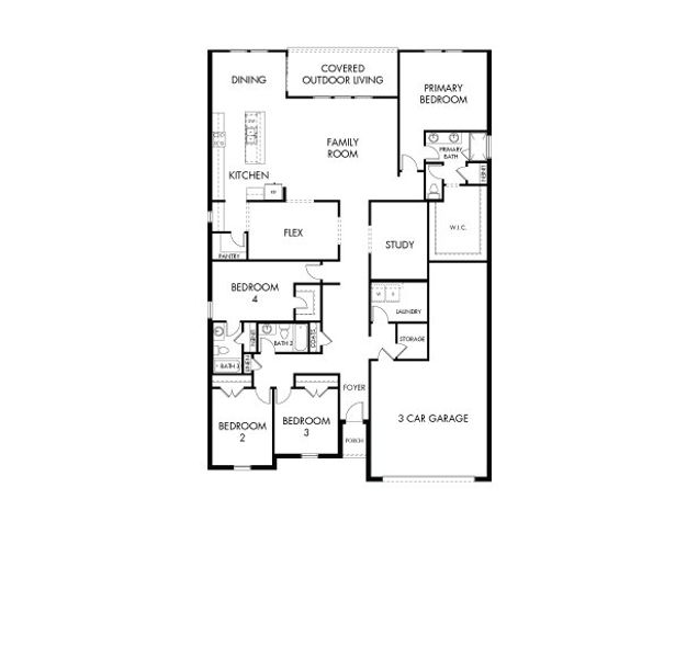 2D floor plan layout for the The Capitol by Meritage Homes in Windmore, Princeton, TX (Image 3).