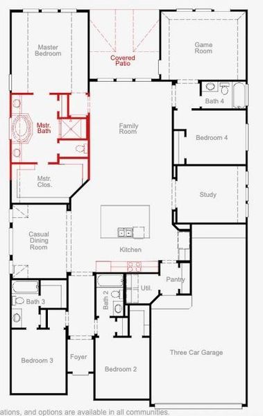 2D floor plan layout of this home in Pomona 50' & 55', Manvel, TX (Image 2). 2D floor plan layout of this home in Pomona 50' & 55', Manvel, TX (Image 2).