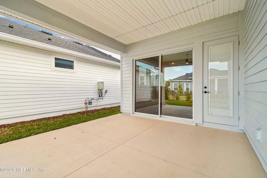 Exterior details and patio area of a home in Seven Pines 40' Front Entry, Jacksonville (Image 3).