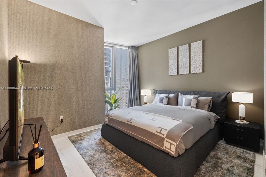 Furnished interior view inside a new home in Aston Martin Residences, Miami (Image 25).