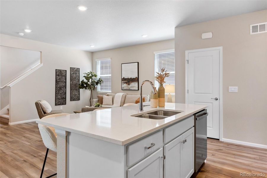 Furnished interior view inside a new home in Woodrose at Painted Prairie, Aurora (Image 13). Furnished interior view inside a new home in Woodrose at Painted Prairie, Aurora (Image 13).