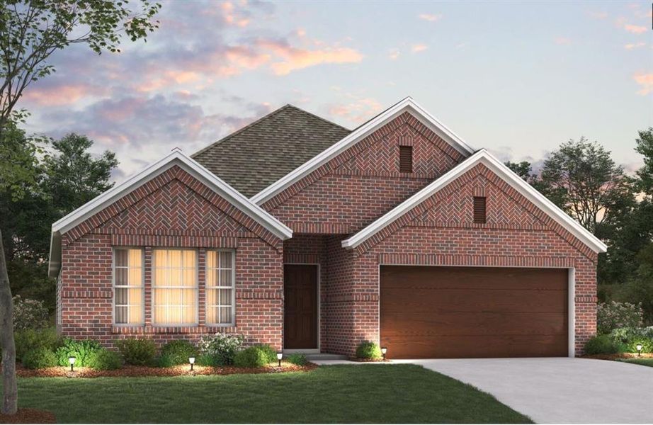 Front exterior of a new home in Hunters Ridge, Crowley, TX, highlighting curb appeal (Image 8). Front exterior of a new home in Hunters Ridge, Crowley, TX, highlighting curb appeal (Image 8).