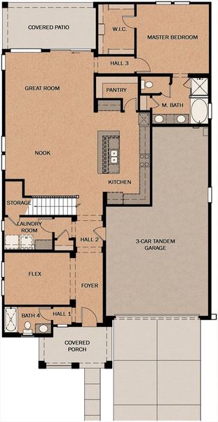 2D floor plan layout for the Mammoth by Fulton Homes in Sierra Nevada, Surprise, AZ (Image 3).