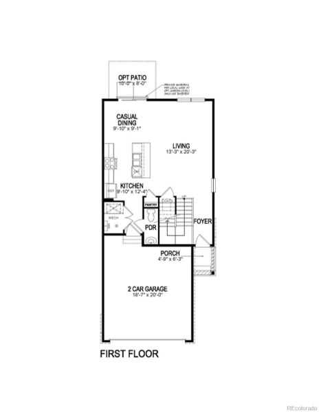 2D floor plan layout of this home in The Ridge at Lorson Ranch, Colorado Springs, CO (Image 3).