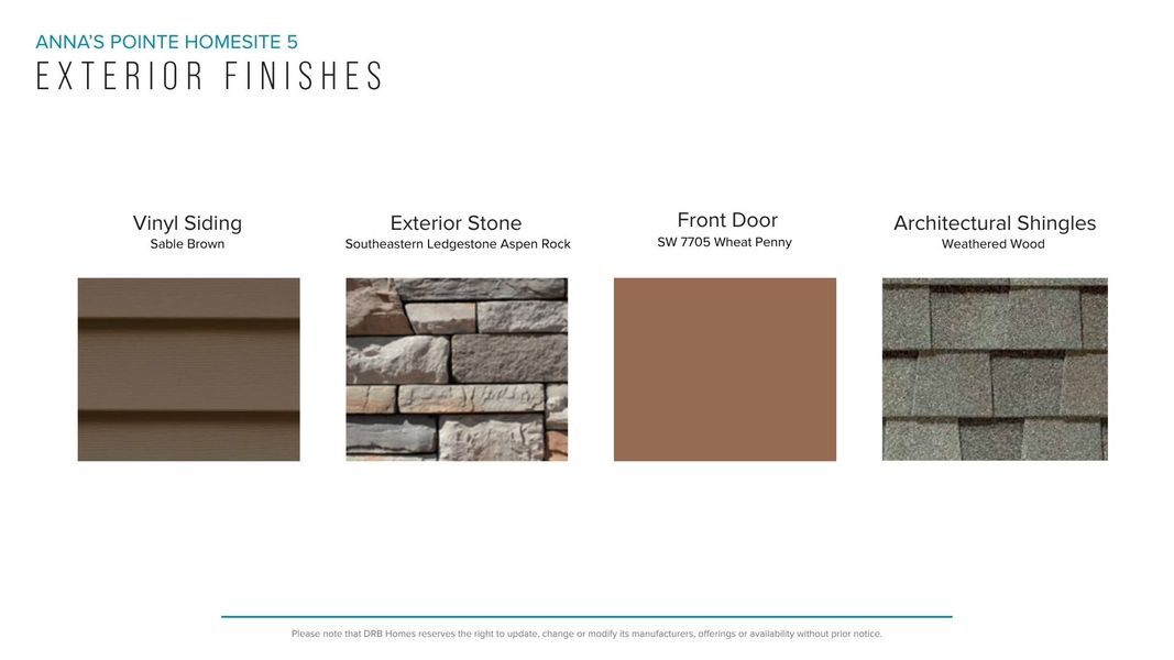 Sample of building materials used in homes in Anna's Pointe, Simpsonville (Image 32).