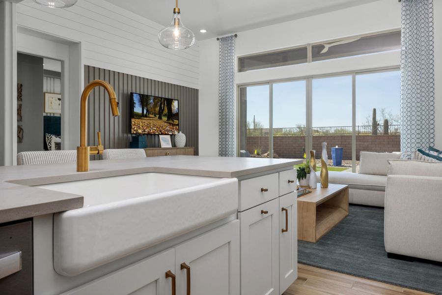 Copper Model Home - Kitchen-Living Area with Backyard View