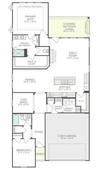 2D floor plan layout for the Oak Haven by Tri Pointe Homes in The Grove Collection at Serenity, Fuquay Varina, NC (Image 3).