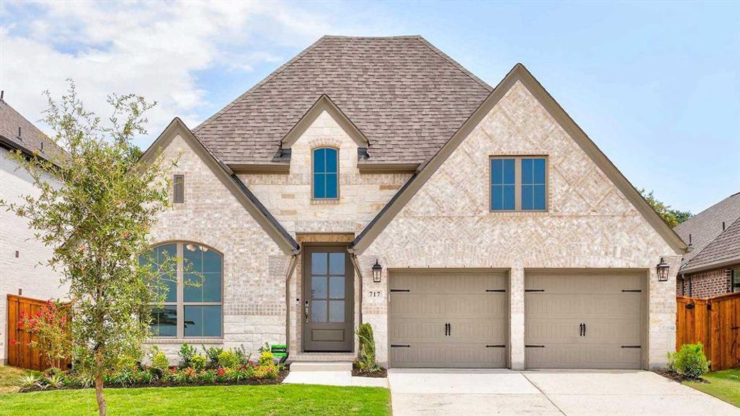 Front exterior of a new home in The Heights At Uptown Celina 50', Celina, TX, highlighting curb appeal (Image 17).