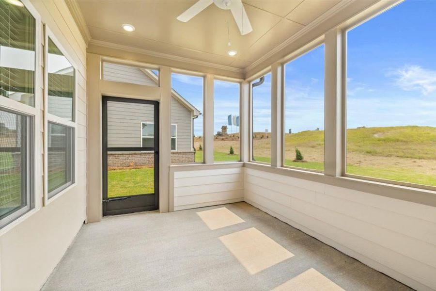 Exterior details and patio area of a home in The Court at Gainesville Township, Gainesville (Image 4).