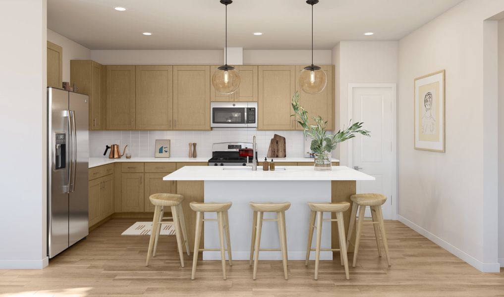 Kitchen with pendant lighting