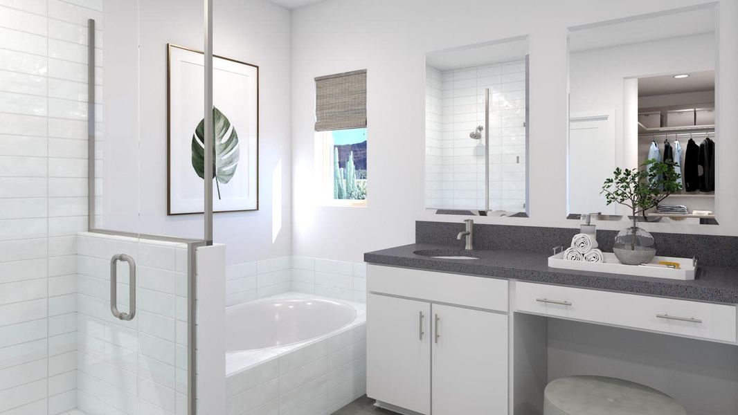 Primary Bath Rendering for Pima at Northern Farms in Waddell, Arizona by Landsea Homes