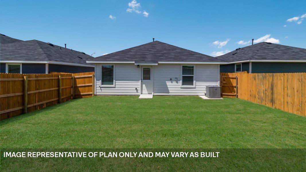 Exterior details and patio area of a home in Prairie Lakes, Buda (Image 14).