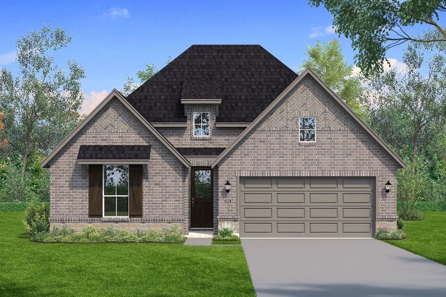 Representative exterior photo of a completed home built from the Aspen by Mattamy Homes in Wildflower Ranch, Justin, TX (Image 3).