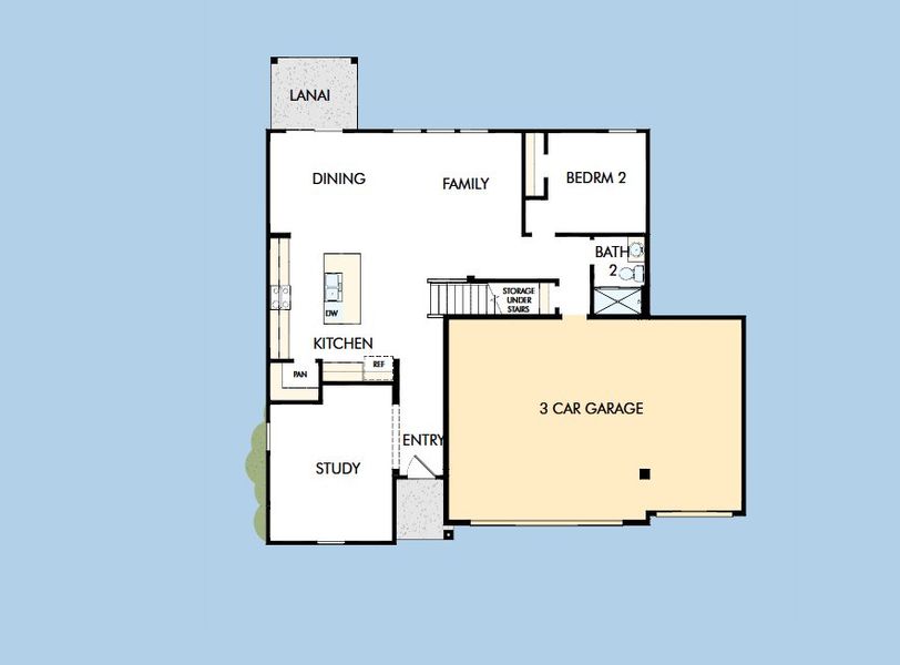 2D floor plan layout for the The Crescent by David Weekley Homes in The Preserve at Laurelton – The Canopy Collection, Green Cove Springs, FL (Image 3).