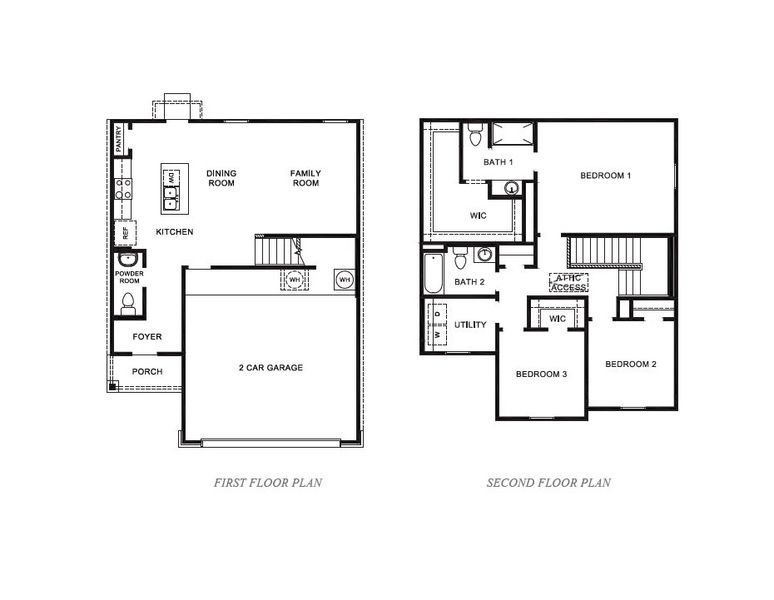 2D floor plan layout for the Davis by D.R. Horton in Waldron Estates, Corpus Christi, TX (Image 3).