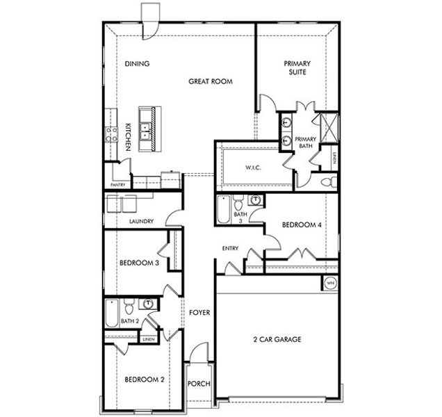 2D floor plan layout of this home in Carmel Ranch, Schertz, TX (Image 3).