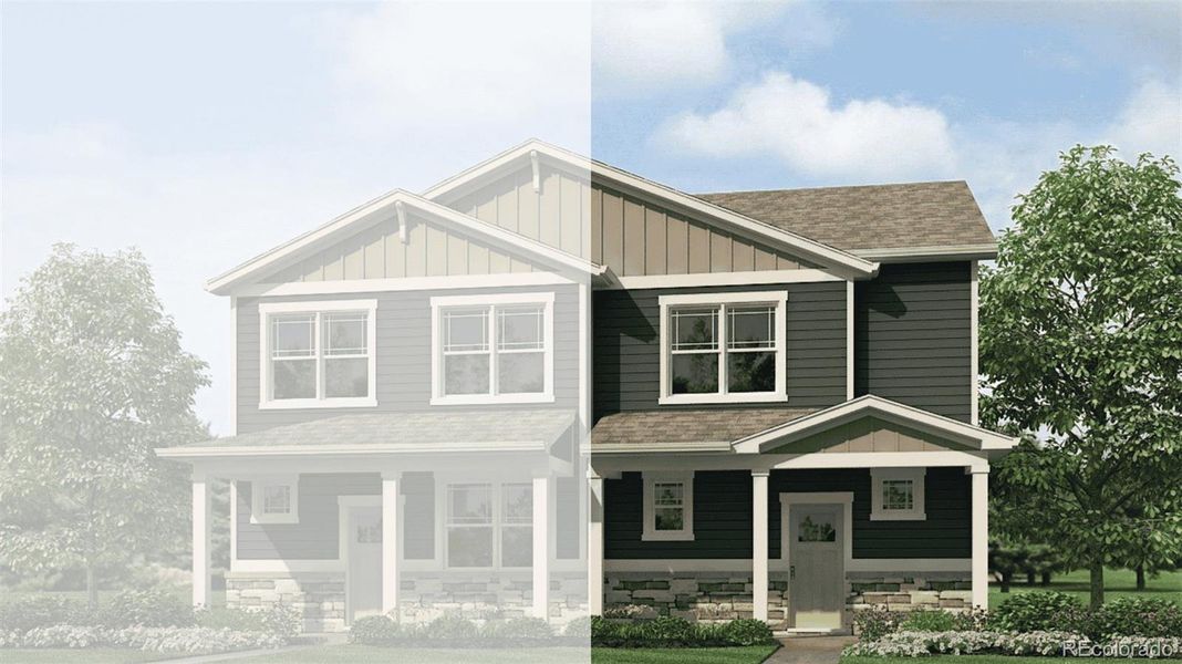 Front exterior of a new home in Villas at Vantage, Berthoud, CO, highlighting curb appeal (Image 1). Front exterior of a new home in Villas at Vantage, Berthoud, CO, highlighting curb appeal (Image 1).