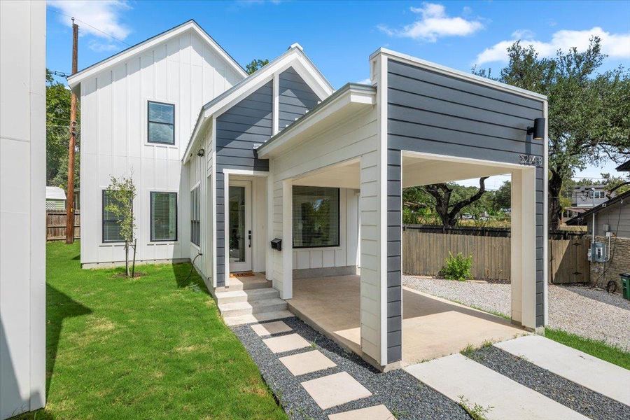 Exterior details and patio area of a home in , Austin (Image 4). Exterior details and patio area of a home in , Austin (Image 4).