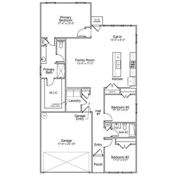 2D floor plan layout for the Lawrence - Genesis Value Collection by Mungo Homes in Ovation at Sweetbrier, Durham, NC (Image 2).