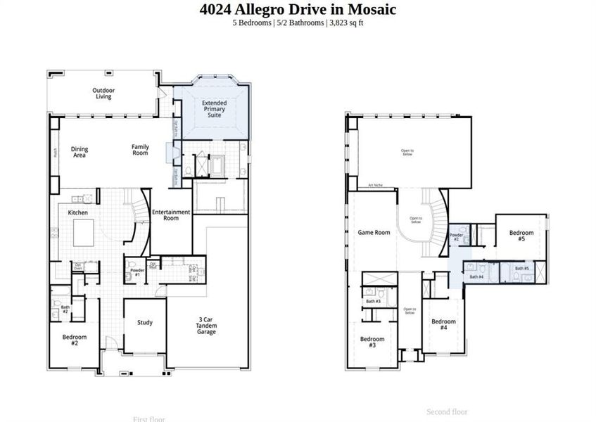 2D floor plan layout of this home in Mosaic: 60ft. lots, Celina, TX (Image 2).