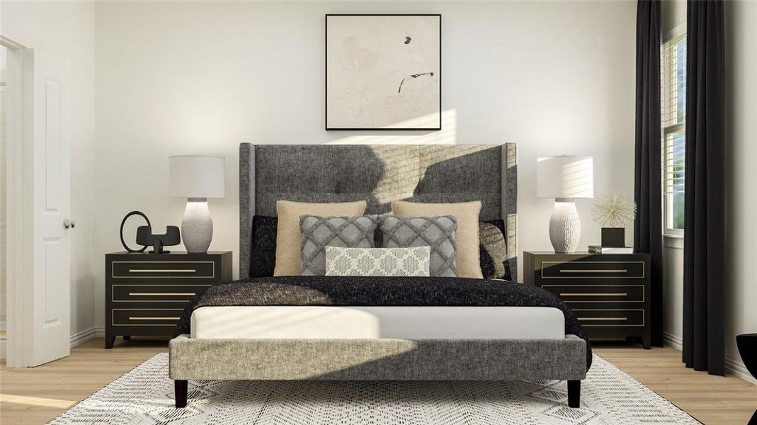 Bedroom featuring light wood-type flooring