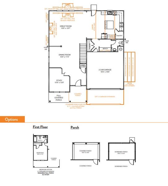 2D floor plan layout for the Riley by True Homes in Colvin Park, Rock Hill, SC (Image 3).