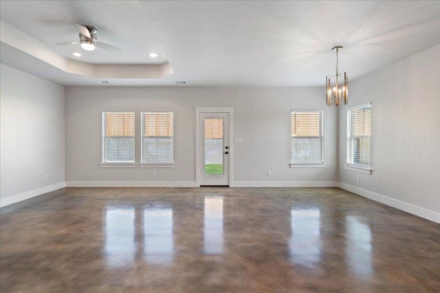 A stylish living/dining combo seamlessly flowing into one another. A stylish living/dining combo seamlessly flowing into one another.