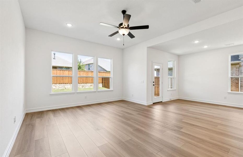 Spacious gathering room with large windows