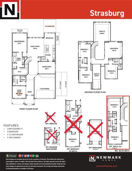 2D floor plan layout of this home in Sienna 45', 50', Missouri City, TX (Image 5).