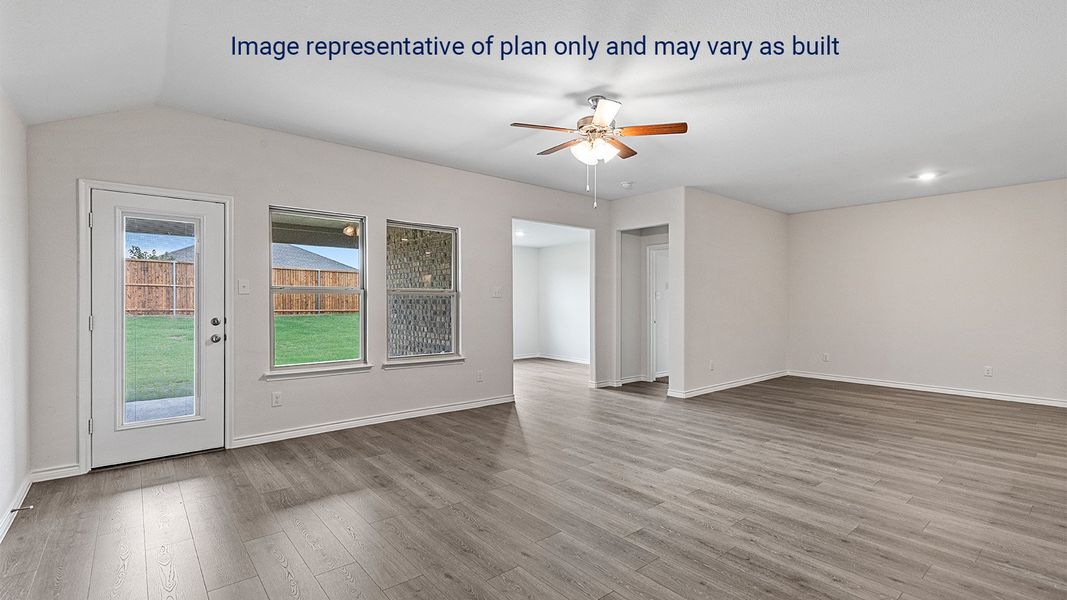 Representative unfurnished interior of a home built from the Holden by D.R. Horton in King's Landing, Corpus Christi (Image 22). Representative unfurnished interior of a home built from the Holden by D.R. Horton in King's Landing, Corpus Christi (Image 22).