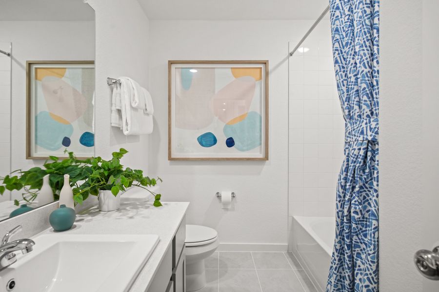 Bathroom in a Trinity Ranch Oak Model home in Elgin TX by Trophy Signature Homes