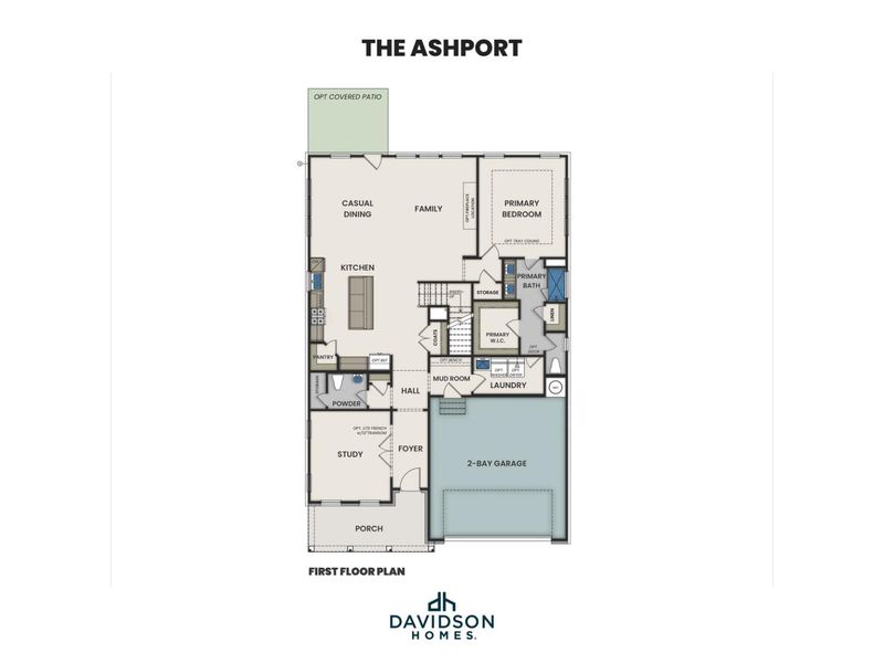2D floor plan layout for the The Ashport B by Davidson Homes LLC in Morgan Meadows, San Antonio, TX (Image 3). 2D floor plan layout for the The Ashport B by Davidson Homes LLC in Morgan Meadows, San Antonio, TX (Image 3).