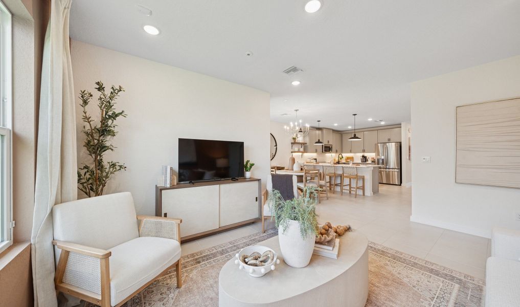 Great room with tile flooring