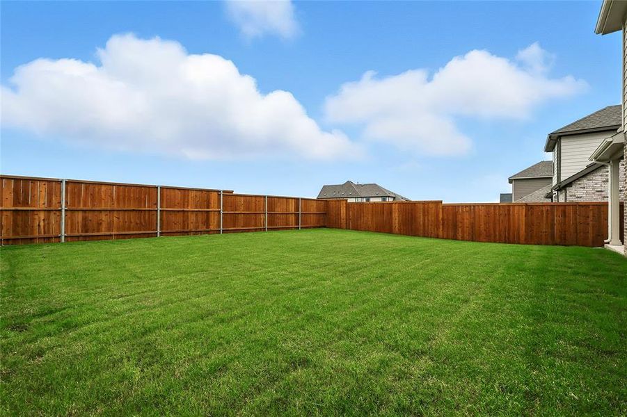 View of fenced backyard