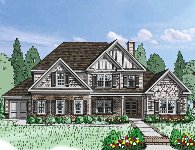 Exterior rendering of this home design in Stonegate, Monroe, GA (Image 1). Exterior rendering of this home design in Stonegate, Monroe, GA (Image 1).