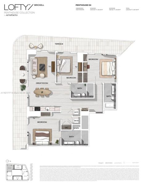 2D floor plan layout of this home in , Miami, FL (Image 1).