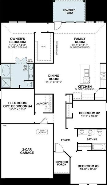 2D floor plan layout of this home in Woodstone, Providence Village, TX (Image 3). 2D floor plan layout of this home in Woodstone, Providence Village, TX (Image 3).